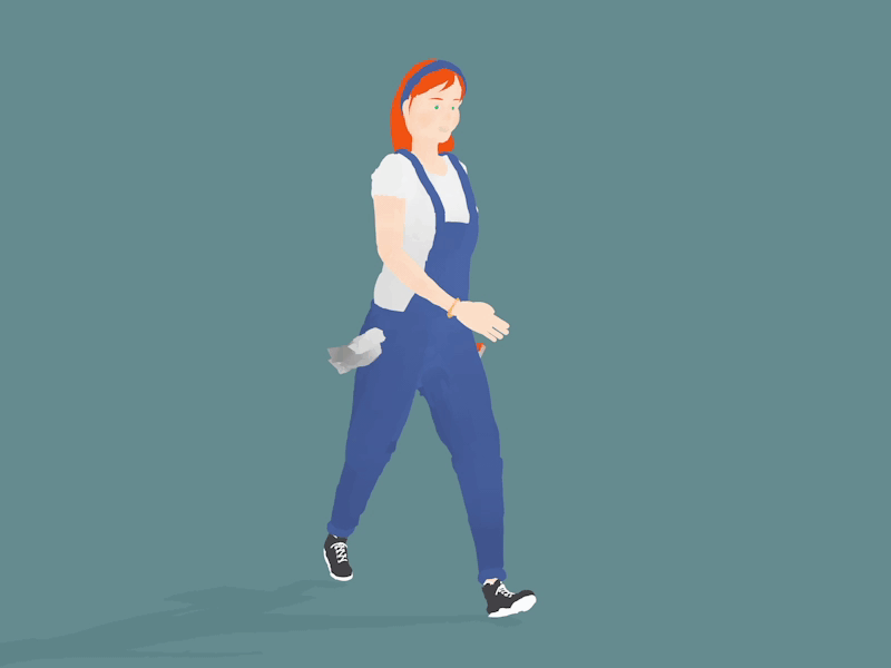 Mechanic walk cycle 3d animation girl mechanic nael quill quillustration redhead vr walk cycle