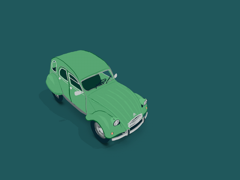 2cv verte 2cv c4d car citroën drift green nael quill vr