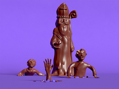 St Nicolas and the 3 zomb...Childrens . 3d brain c4d child children chocolate design everyknowandthen hdrilink nael octane saint nicolas sculpt wallnut zomato zombie zombies