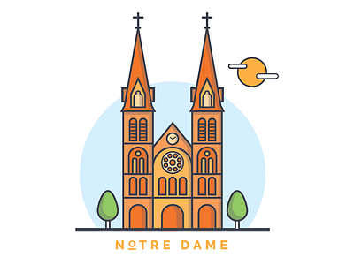 Nortre Damne church colourful graphic design hcm hochiminh icon landscape nortre damne vietnam