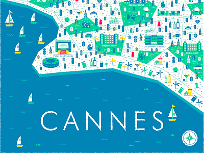 Cannes beach cannes hotel illustration map sea summer wine