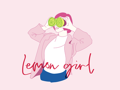 Lemon girl dribbble lemon lemon girl line art 女孩 插图 艺术