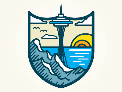 Space Needle Badge Sticker badge illustration seattle space needle sticker