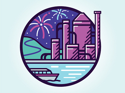 Gas Works Park - Night badge gas works park illustration night park seattle