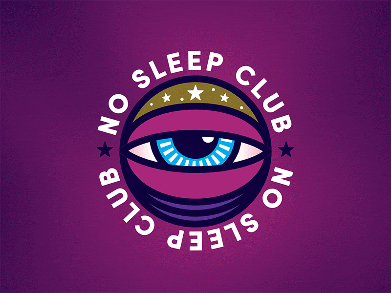 No Sleep Club badge eye logo motion graphics sleep