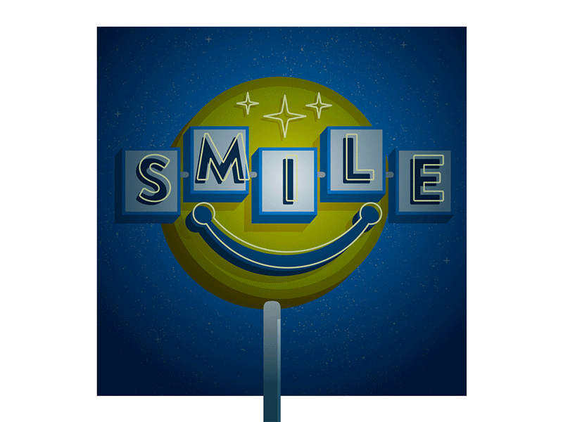 #5: Smile animation design gif how to win friends illustration neon signage typography vector vintage