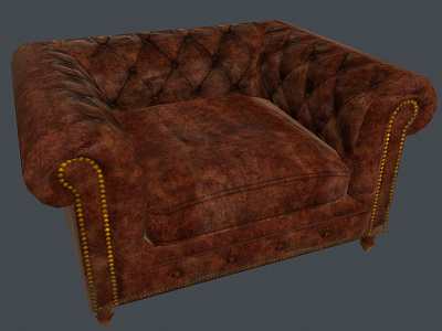 Leather Sofa Chair assets brown leather chesterfield furniture leather sofa chair lowpoly 3d model prop tufted