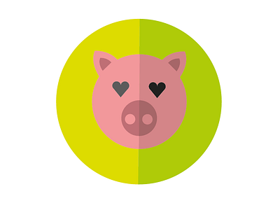 Pig amore animal flat green logo love maiale pig pink