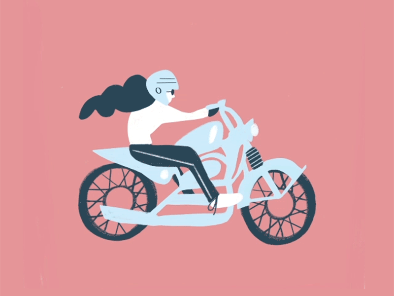 Girl on Bike animated gif bike motorcycle procreate
