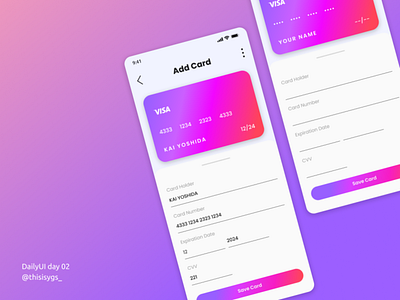 Daily UI Day 02 - Add Card Information UI Mobile card cardui credit card dailyui dailyuiday2 payment ui ui design ui mobile uiux ux uxdesign