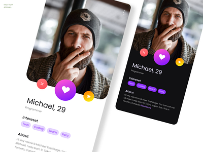 Daily UI Day 06 - User Profile dating dating app dating apps design design profile profile ui design ui mobile ui profile uiux