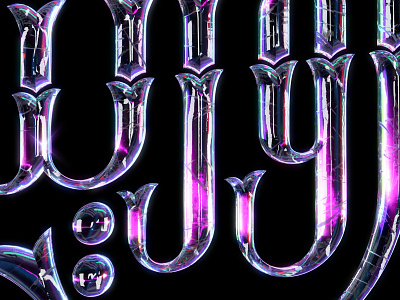 Ozoris 3D type | Closeup 3dtype chrometype colorful dispersion glass glasstype glowing iridescent melting type type art typography