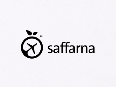 Saffarna apple emblem fly fruit green icon logo logodesign mark plane travel