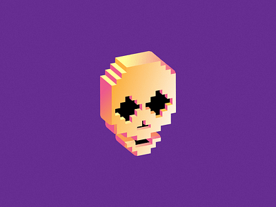 Pixel Skull 3D art artwork design graphic illustrate illustration isometric
