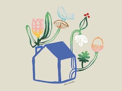 Floral House Illustration