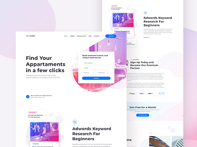 Book Apartments - Landing Page from Cardify Startup UI Kit airbnb apartment apartments book corporate design landing landing page landing page design minimal page real estate rent room startup ui ui design