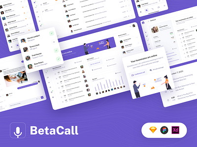 BetaCall Web & Mobile UI Kit app collaboration conference dark ui dashboard design ios loom message messaging messenger saas screen share template theme themeforest ui ui kit webex zoom