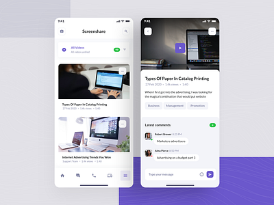 Screen Share and Video Preview from BetaCall UI Kit android app application design application ui dashboard ios loom saas screen screen share share template design theme ui ui design ui kit ux video webex zoom