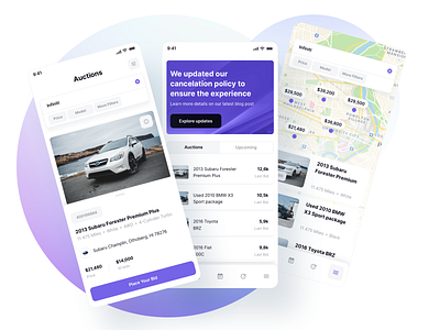 Auto Auctions and Car Search Results - Vehically UI kit admin android app app design auto car dashboard dealer dealership ios map rent rental saas search search results ui ui kit ux vehicle