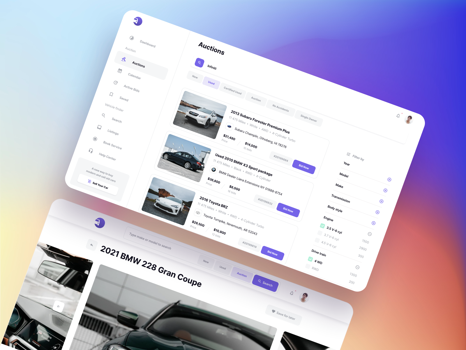 Car Dealership & Auctions Dashboard Vehically UI kit by WhiteUI.Store