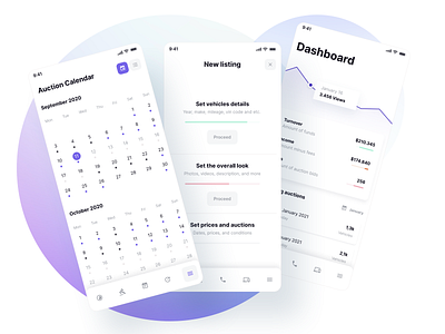 Auto Auctions and Sales Dashboard - Vehically UI kit admin app auction auto calendar car crm dashboard dealer design rent saas sales ui ui kit ux vehicle