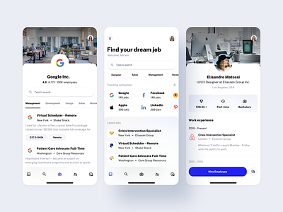 Job Search App - Droid Multipurpose UI Kit app bio cv dashboard design employee graphic design hr ios job mobile profile saas search ui ui design ui kit ux vacancy work