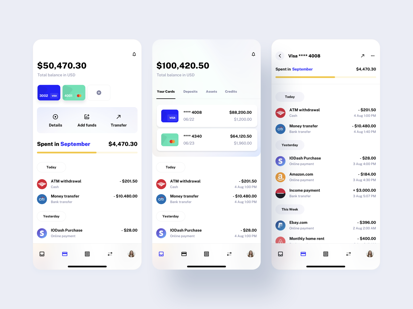 Banking and Wallet App - Droid Mobile UI Kit by WhiteUI.Store on Dribbble