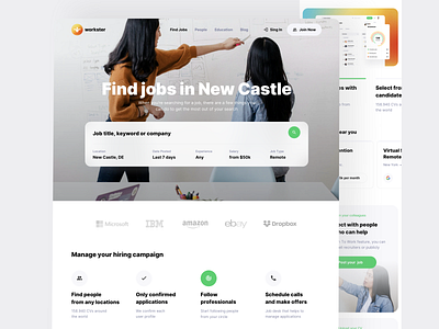 Landing page for job search - Workster UI Kit