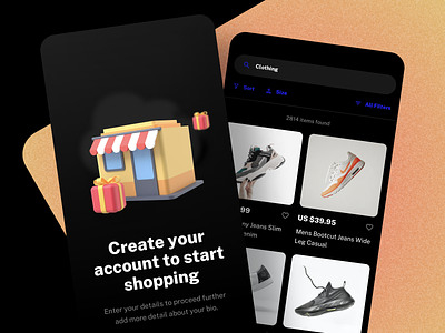 Dark Theme for Shopping App - Droid Mobile UI Kit