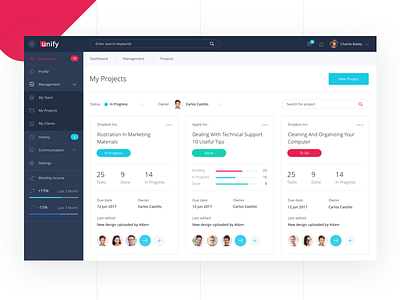 Project management dashboard