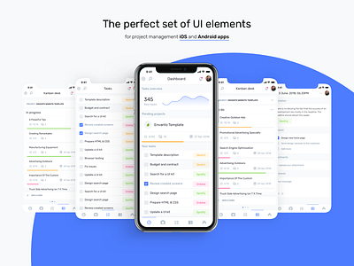 Mobile dashboard. To do app and Project Management admin android app asana calendar dashboard ios jira kanban kit management project task todo trello ui