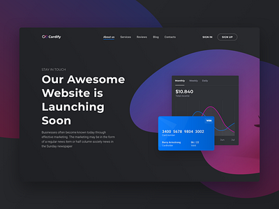 Cardify UI kit - Software Landing page app business corporate cta dark design header landing landing page launch minimal page software startup ui ux website