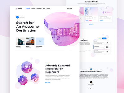 Travel Landing Page - designed with Cardify Startup UI Kit booking business corporate cta design gradient landing landing page launch light modern page pricing startup travel ui ux website