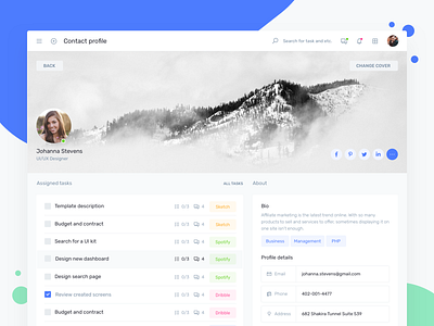 User Profile - IOTask Web UI Kit admin app asana calendar dashboard inbox jira kanban management productivity profile profile design project saas social social app task trello ui kit user account