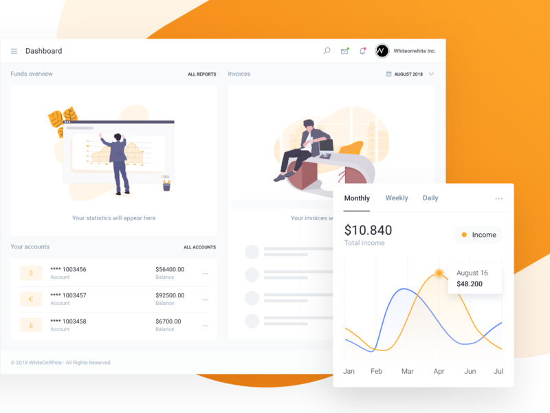 IOFinance UI Kit empty states example accounting admin app b2c bank banking budget charts dashboard empty state finance fintech illustration payment paypal reports saas ui kit wallet