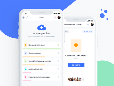 IOTask Mobile UI Kit - File Upload & Management admin agile app asana browse dashboard file file upload ios jira kanban management productivity project saas task todo trello ui kit ux