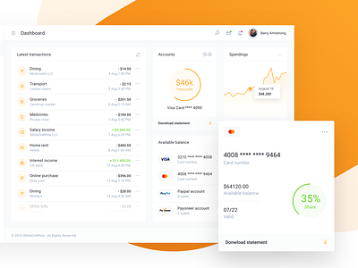 IOFinance UI Kit - Bank Account Details and Report accounting admin app b2c bank banking budget charts corporate cryptocurrency dashboard finance fintech invoice payment paypal reports saas ui kit wallet