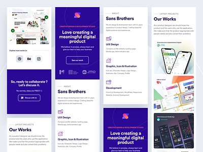 Mobile View SANS BROTHERS Official Site agency clean comprof design agency development agency landing page minimal modern official portfolio responsive sans brothers ui website