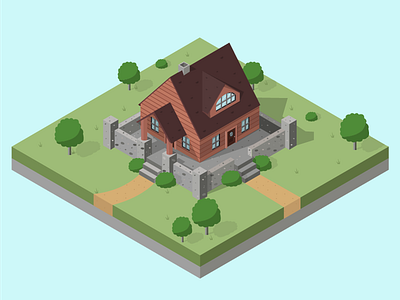 Isometric Cabin 2d 3d building cabin city flat game isometric landscape town vector
