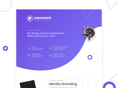 Checkmate Branding agency branding development geometric moodboard purple redesign