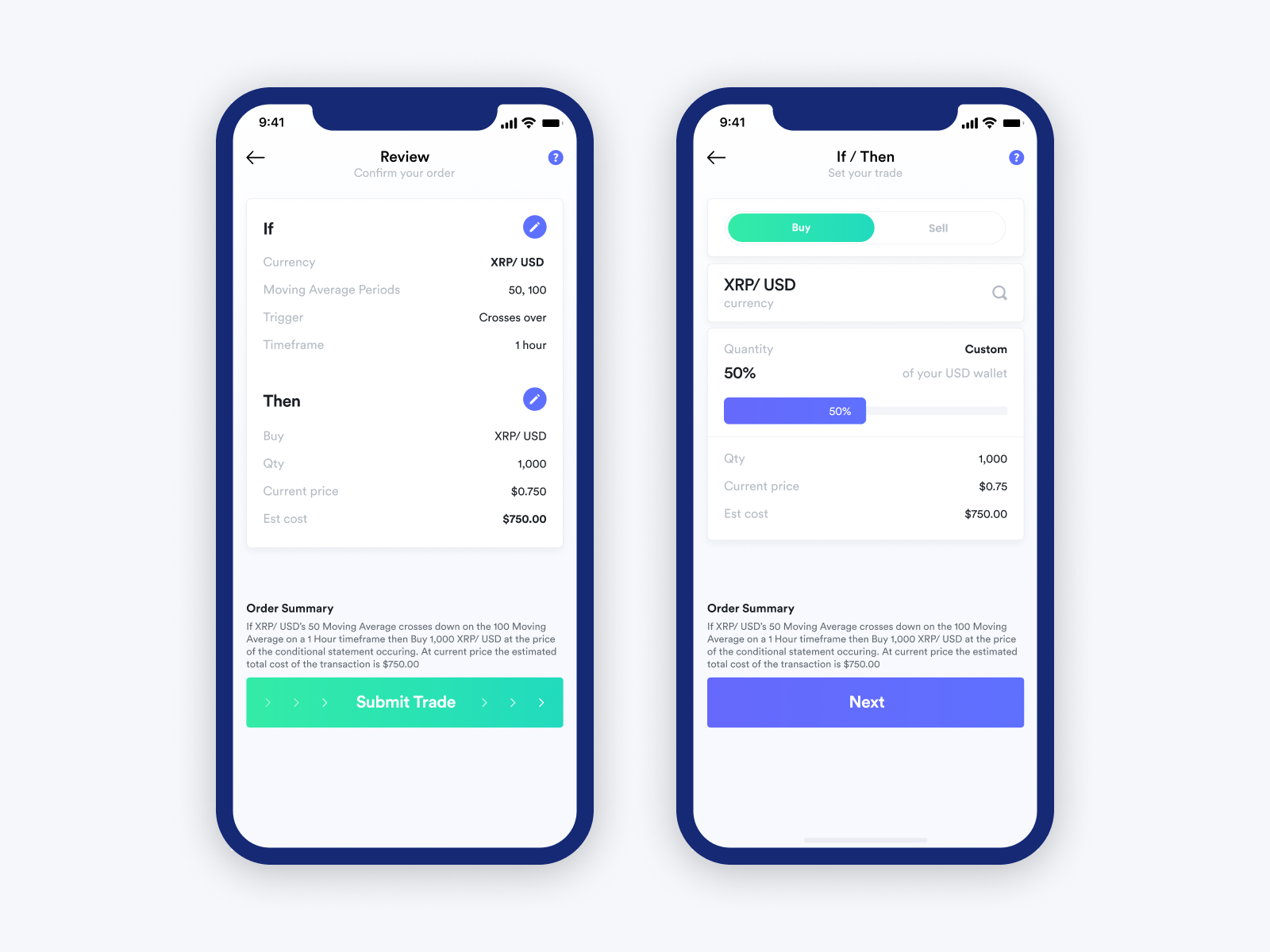 Mobile Design - Cryptocurrency Trading App by Matt Cameron on Dribbble