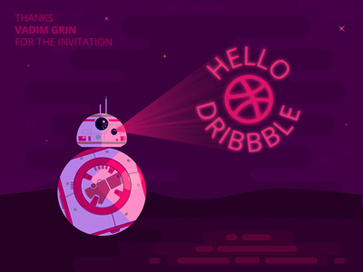 Hello Dribbble! bb8 droid first illustrator shot star wars thanks