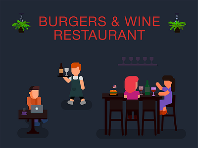 New big illustration! Сheck link ↓ burger character design design flat graphic illustration infographic people restaurant style wine