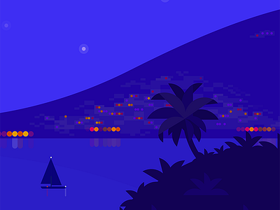 New facebook cover cover design facebook flat illustration night ocean sea south star town