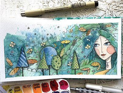 Fairy of Earth art character earth easter fairy flowers forest girl illustration liner princess spring summer watercolor