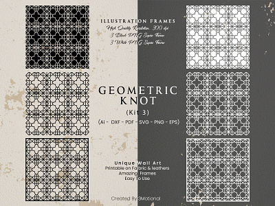 Geometric Knot Monogram SVG Digital Modern Seamless Wall Art art exhibition