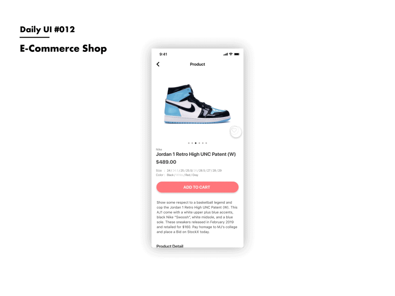 Daily UI #012 E-Commerce Shop adobexd daily 100 daily 100 challenge dailyui ecommerce sneaker