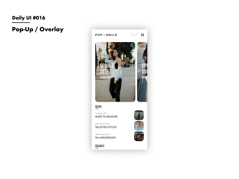 Daily UI #016 Pop-Up / Overlay adobexd campaign daily 100 daily 100 challenge dailyui fashion overlay pop up