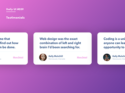 Daily UI #039 Testimonials adobexd daily 100 daily 100 challenge dailyui testimonial testimonials