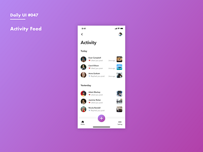 Daily UI #047 Activity Feed activity activity feed adobexd daily 100 daily 100 challenge dailyui feed feeds